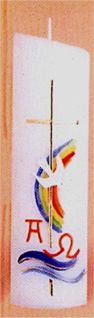 Taufkerze Regenbogen Kreuz