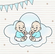 Zwei Babys Zwillinge auf Geburtskarte