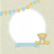 Bunte Babykarte mit Teddybär