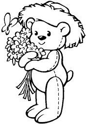 Teddy mit Blumenstrauß