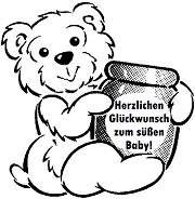 Teddy gratuliert mit Honigtopf