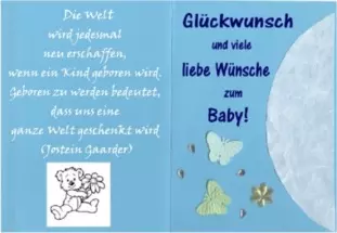 selbstgebastelte Glückwunschkarte zur Geburt eines Jungen