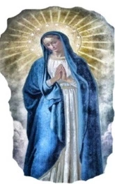 Statue der Jungfrau Maria mit blauem Umhang
