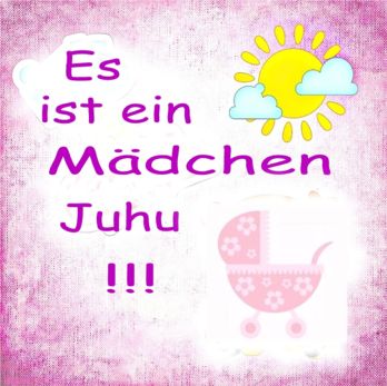 Sonne und Kinderwagen pink = Ein Mädchen!