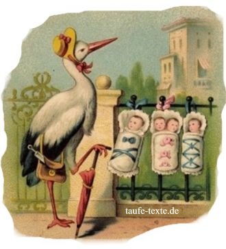 Alte Postkarte: Storch bringt viele Kinder