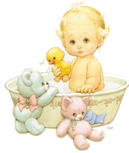 Rosenbild Baby in Badewanne