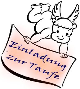 Engel mit Schild - Einladung zur Taufe