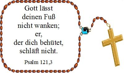 Psalm 121,3 im Bild eines Rosenkranzes